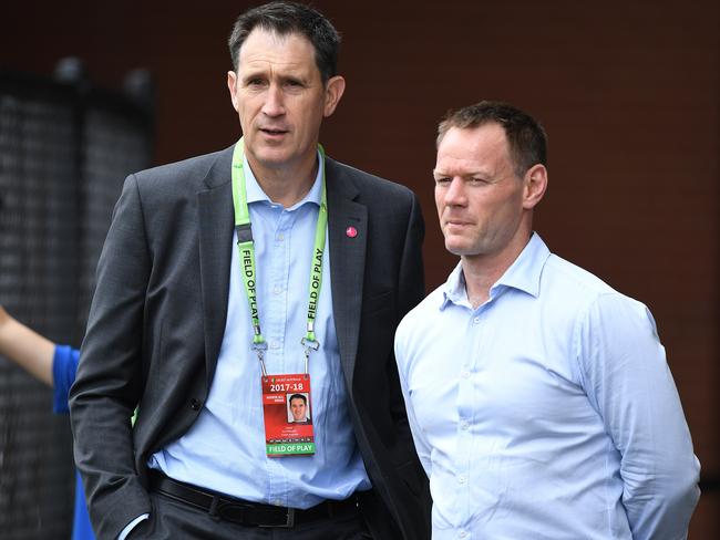 Cricket Australia CEO James Sutherland (left) and Australian High Performance Manager Pat Howard.