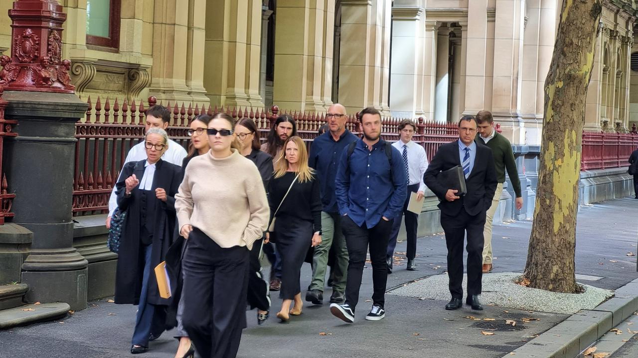 Mr Robinson’s family leave court after the hearing. Picture: NewsWire/ Liam Beatty.