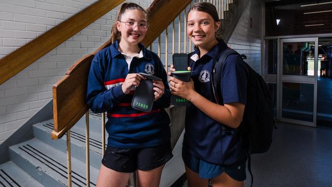 Port Lincoln High School year 8 students Sophie and Caitlin. Picture: Robert Lang