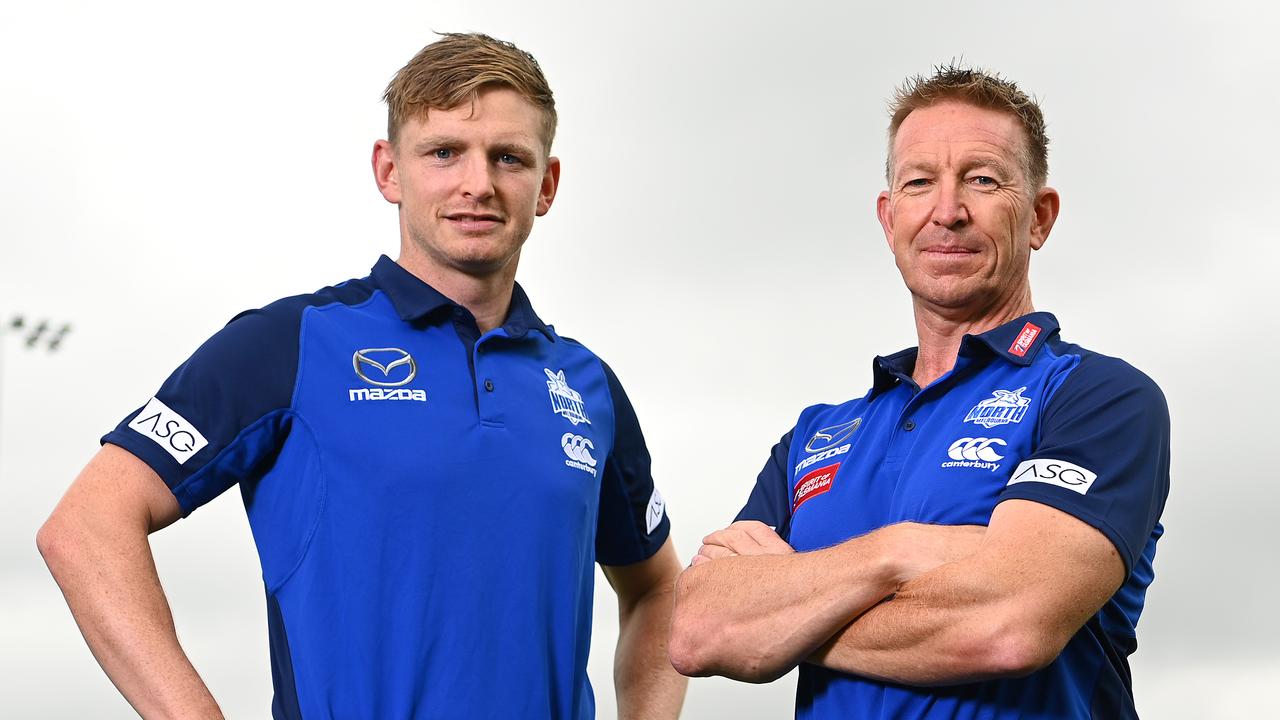 North veteran Jack Ziebell with coach David Noble. Picture: Getty Images