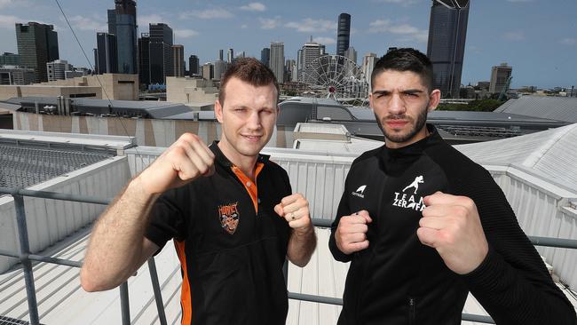 Jeff Horn and Michael Zerafa. Picture: Annette Dew