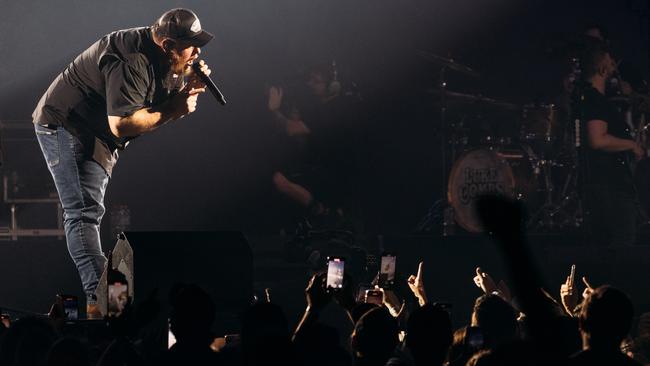 Luke Combs in Brisbane on Friday. Tickets to his Australian shows sold out within minutes of going on sale. Picture: Justin Ma