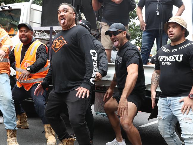 CFMEU members at a rally in Melbourne in April 2023. Picture: David Crosling