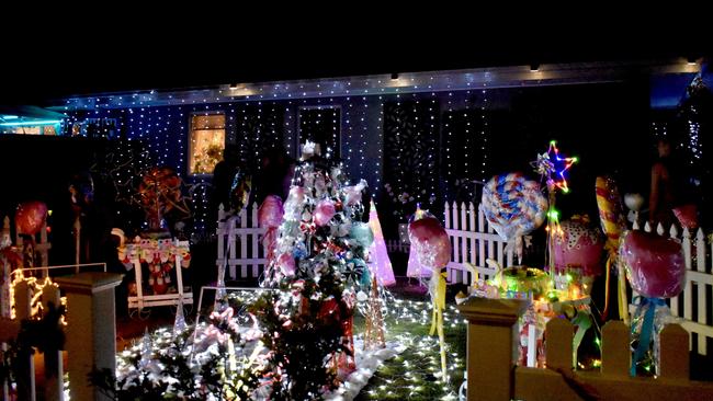 A house on the corner of Kite Ave in Ballina pulls off a winter wonderland display. Picture: Tessa Flemming