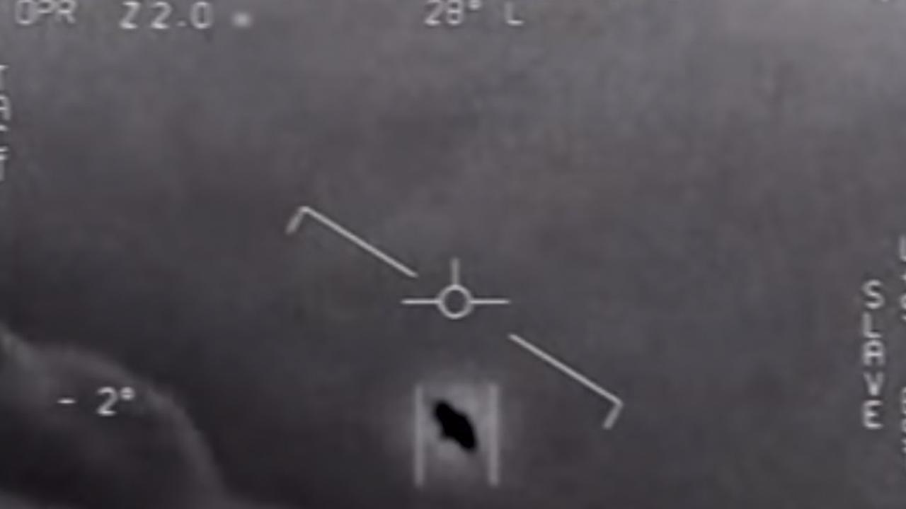 A picture from a video, released by The Pentagon, of US Navy pilots’ mid-air encounters with “unidentified aerial phenomena”.