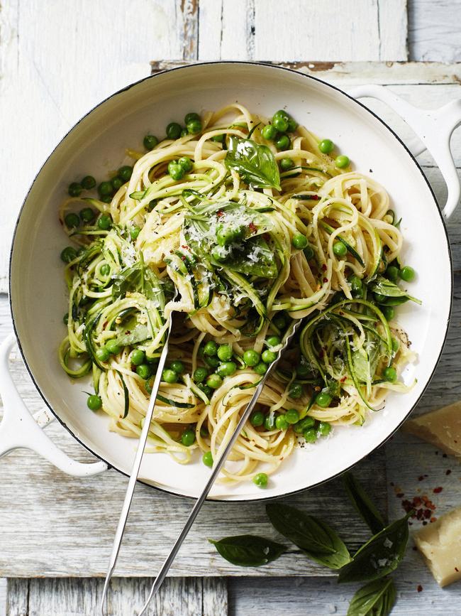 Linguine with peas, zucchini &amp; lemon. Picture: Guy Bailey