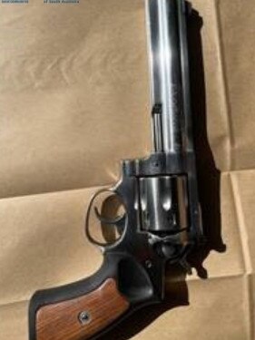 The gun found at a Wingfield business as part of an ongoing investigation into the Comanchero Outlaw Motorcycle Gang. Picture: SA POLICE