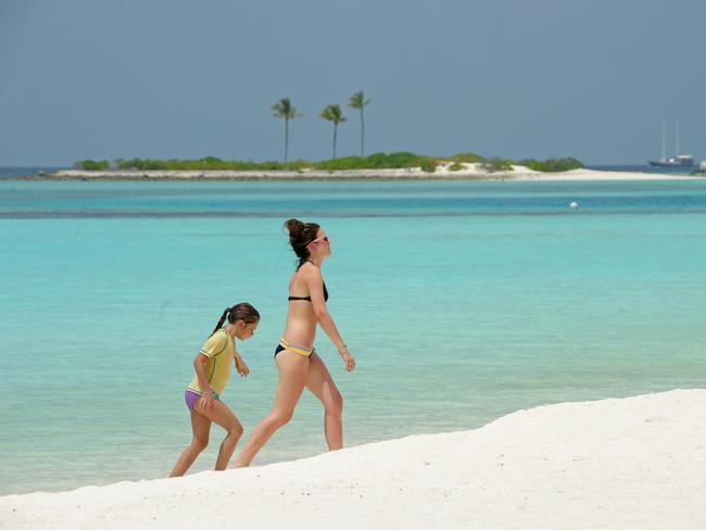 Blue skies. White sand. Clear water. The international tourist resorts of the Maldives have been sidelined by the archipelago’s strategic importance. Picture: AFP