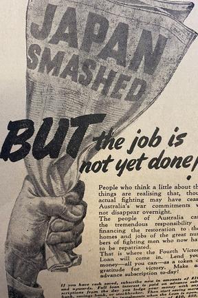 Victory Bonds were an important issue in 1945. Gold Coast Bulletin advertising, 1945