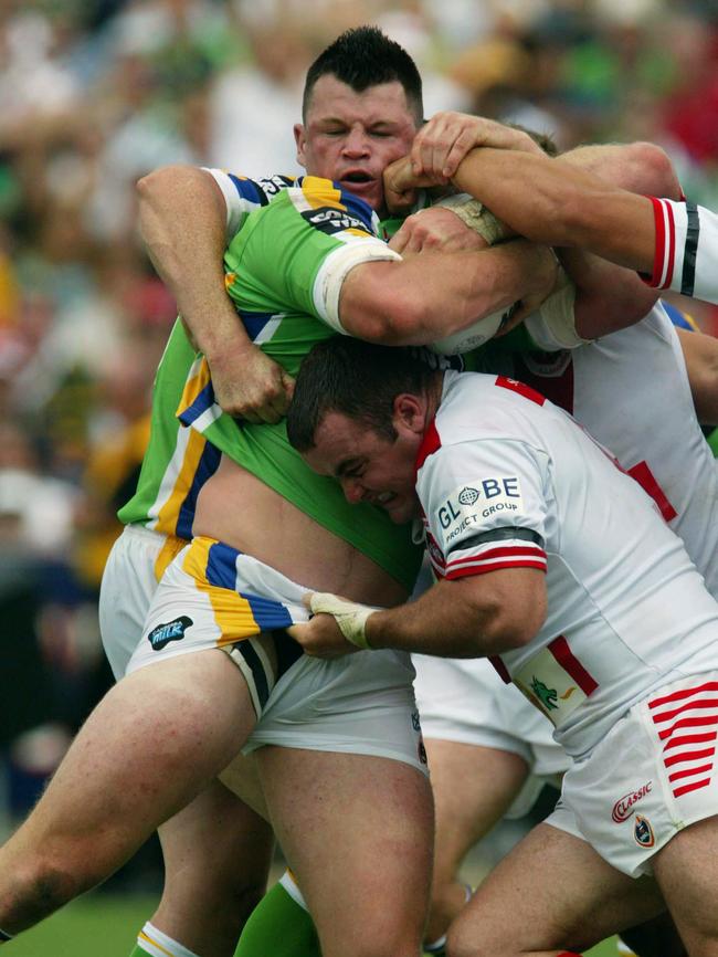 Newly-appointed Ipswich Jets Head of Football Ben Cross playing for the Canberra Raiders.Picture: Colin Whelan