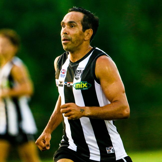 During his time in the NT as the Coles Healthy Kicks Ambassador, Betts laced up and played in the NTFL for the Palmerston Magpies as they took on the Waratah Warriors in round 9 in front of a home crowd. Picture: Glenn Campbell