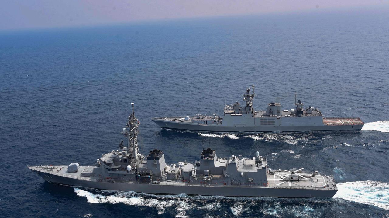 India, Australia, Japan and the United States started a strategic navy drill on November 3 in the Bay of Bengal, with all four countries keeping a wary eye on China's growing military power. Picture: INDIAN NAVY / AFP.