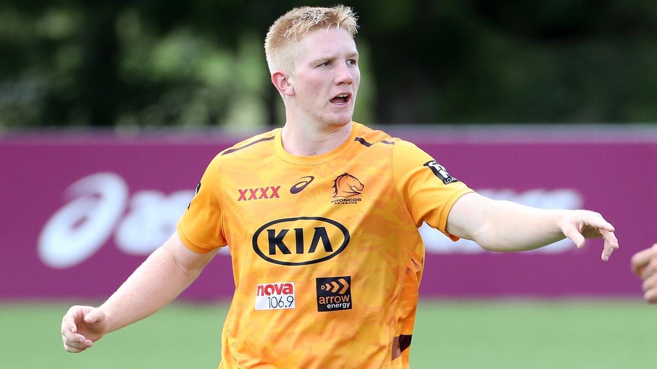 Tom Dearden at Brisbane Broncos training, Red Hill. Photographer: Liam Kidston