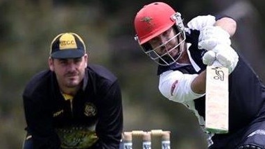 Aaron Brunner goes on the attack for Belgrave. Pictures: Belgrave Cricket Club and Field of View Photography