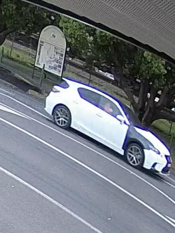 CCTV footage captured in the wake of the shooting shows the same Lexus CT200H with some, but not all, of the black wrapping taken off. Source: NSW Police