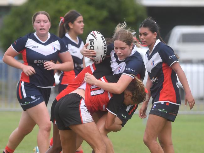 Kirwan State High School hosts St Patrick's College, Mackay, in round 1 of the 2025 Aaron Payne Cup. Senior Girls. Picture: Evan Morgan