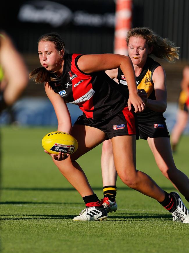 West Adelaide SANFLW player Chelsea Biddell in action. Picture: Deb Curtis 