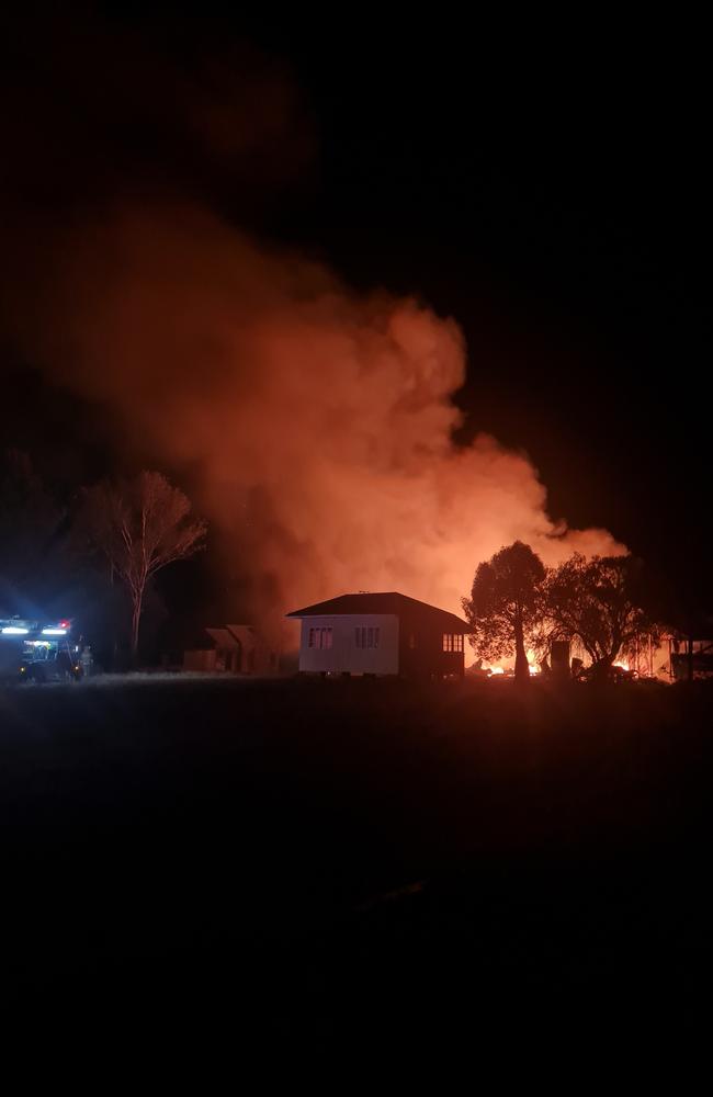 Emergency crews battle to contain giant blaze at Romavilla Winery. Picture: Chloe Cufflin.