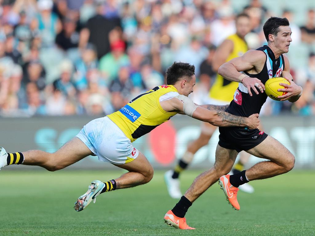 Port skipper Connor Rozee was just too good for the young Tigers. Picture: Sarah Reed/AFL Photos