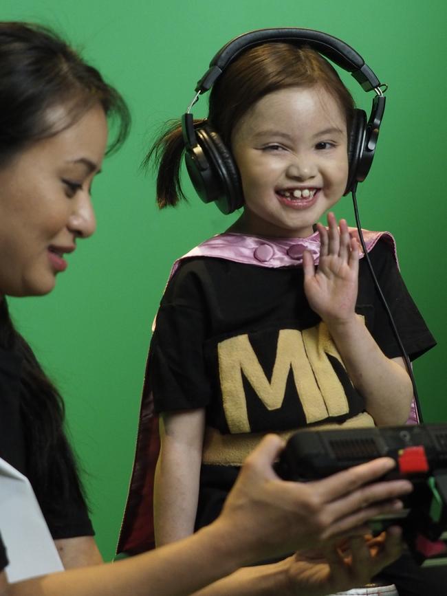 Maddy Suy shoots her film of hope for other kids with DIPG.