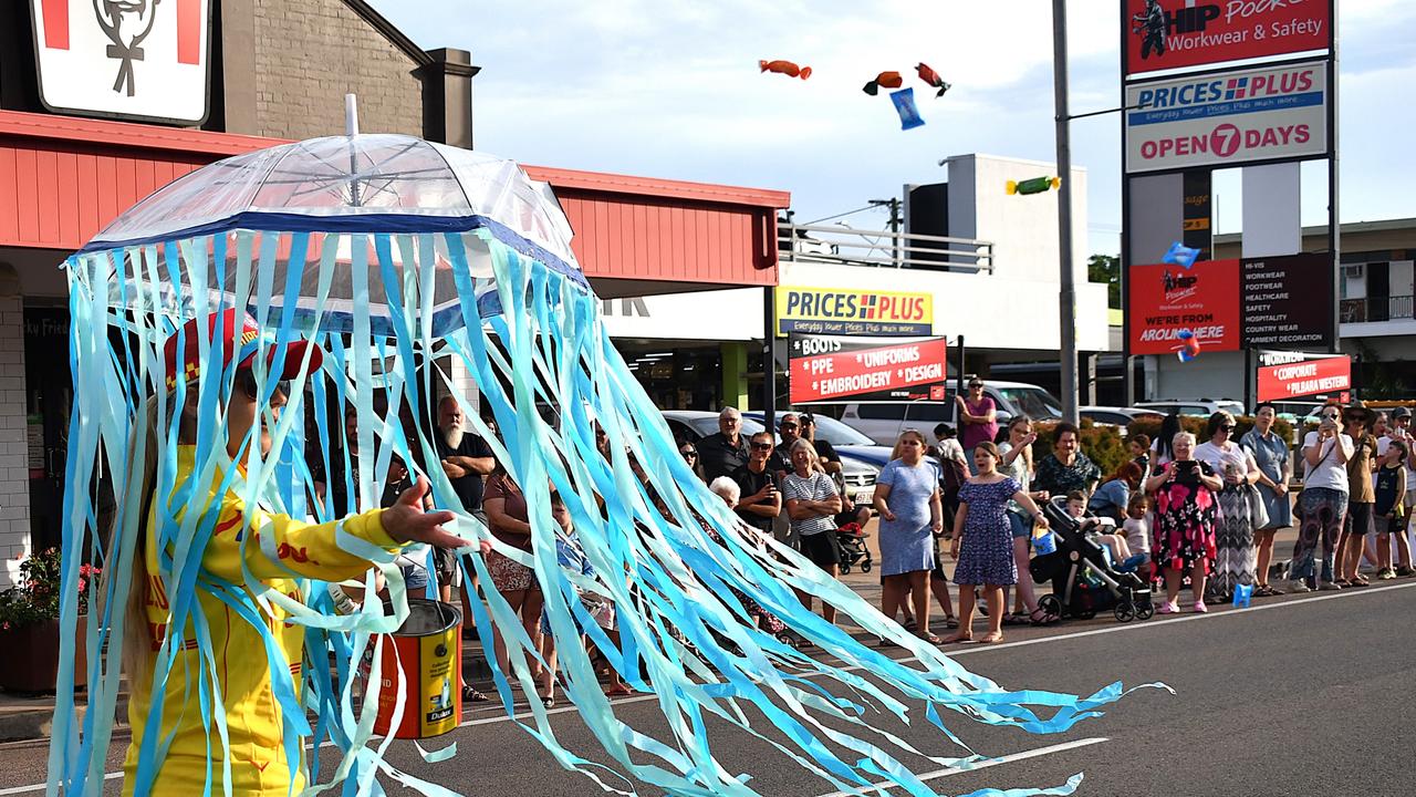 Forrest Beach Surf Life Saving Club distributing candy. Photographs from the Maraka Festival Street Parade around the Ingham central business district on Saturday. In an ‘Under the Sea’-themed celebration of all things Hinchinbrook, school students, community organisations, emergency responders and contestants vying for the prized Queen and Princess titles paraded around Rotary Park in the centre of the town. Picture: Cameron Bates