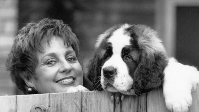 1992: Wills with her new dog, a St Bernard pup named Berkin, April 1992.
