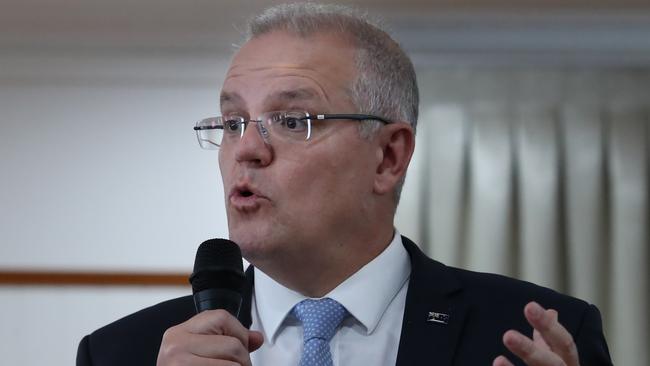 Scott Morrison campaigns during a visit at a retiree forum.