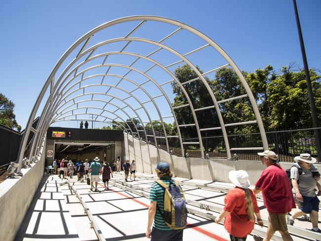 The new O-Bahn tunnel was open to pedestrians at the weekend. Picture: Nick Clayton.