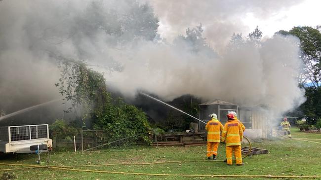 The fire at Houghlahans Creek Road, Pearces Creek, on Wednesday, June 9. Photo: NSW RFS Group Officer Michael Cooper