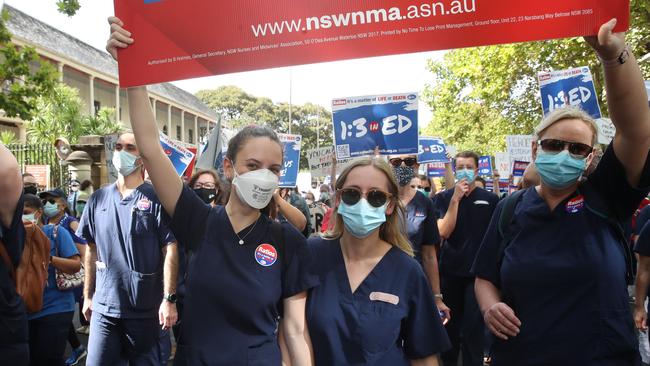 The Opposition Leader confirmed frontline workers in the public system would be paid more under Labor. Picture: NCA NewsWire / David Swift