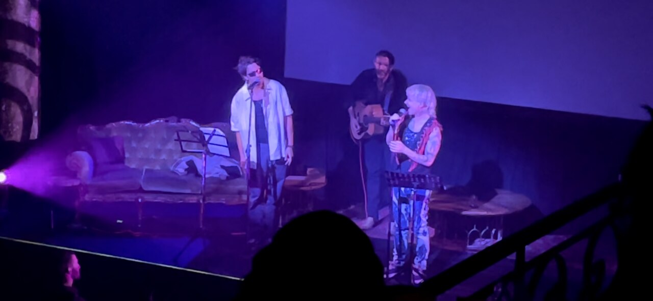 Actors John Cameron Mitchell and Nat Wolff perform as Joe Exotic and Travis Maldonado at The Tivoli on July 6.