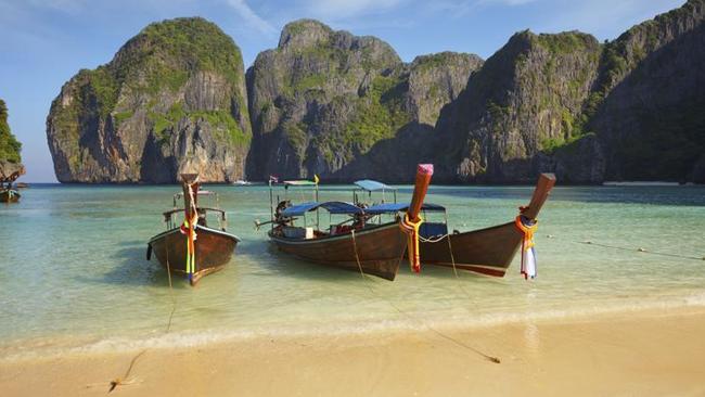 Thai traditional boats. Phi-Phi Island