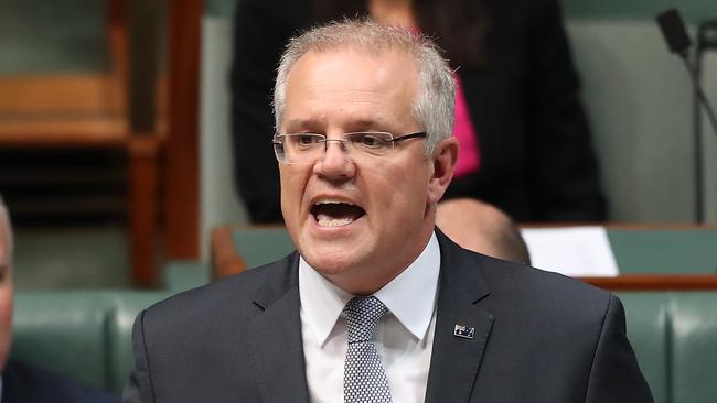 PM Scott Morrison during Question Time in the House of Representatives at Parliament House in Canberra. Picture: Kym Smith