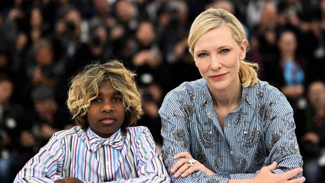 Aswan Reid and Cate Blanchett in Cannes for the premiere of Warwick Thornton’s film The New Boy. Picture: Patricia de Melo Moreira/AFP