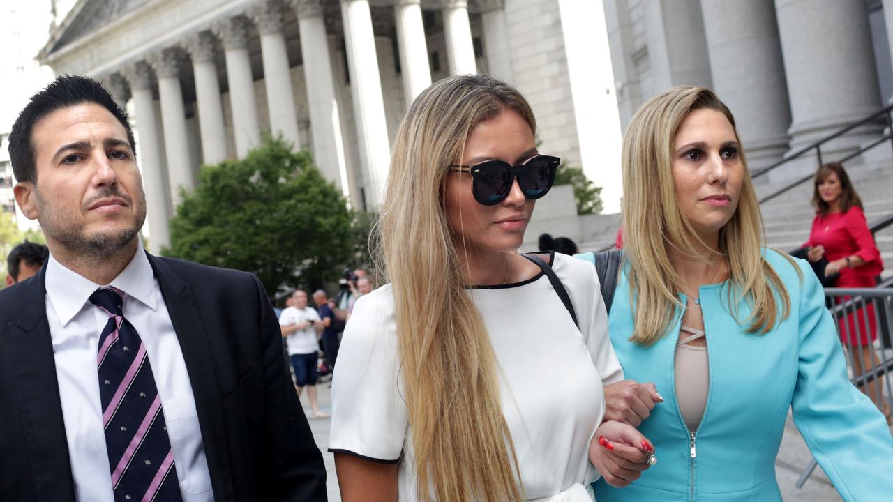 Jennifer Araoz, one of deceased financier Jeffrey Epstein's alleged victims, and her lawyer Kimberly Lerner outside the US Federal Court. Picture: Yana Paskova/AFP