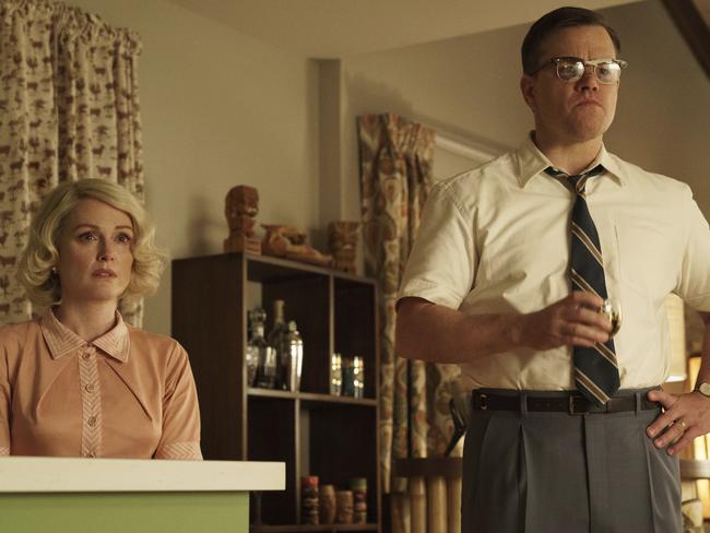 Julianne Moore, left, and Matt Damon in a scene from Suburbicon. Picture: Hilary Bronwyn Gayle/Paramount Pictures via AP