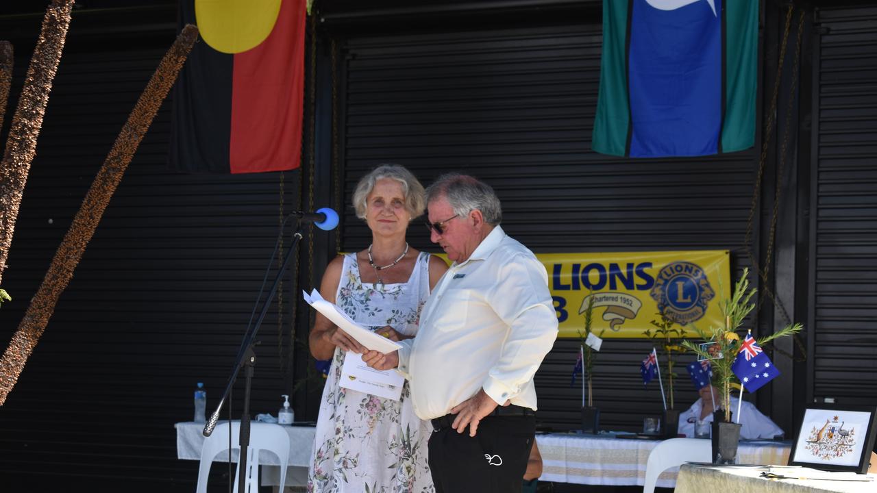 Ingrid Foraita receives her Australian citizenship from Kyogle deputy mayor John Burley at the 2021 Australia Day ceremony in Kyogle.