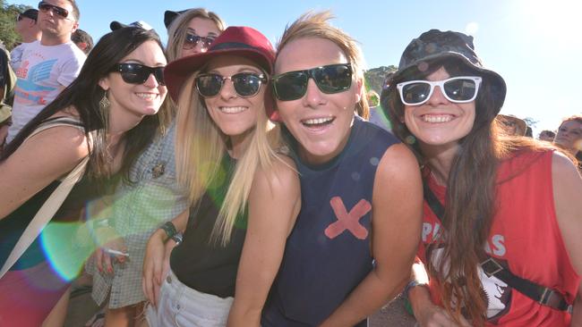 Ellie Starkey, Karen Brew, Josh Atkins and Kim Bailey at the Big Pineapple Music Festival in 2013. Picture: John McCutcheon