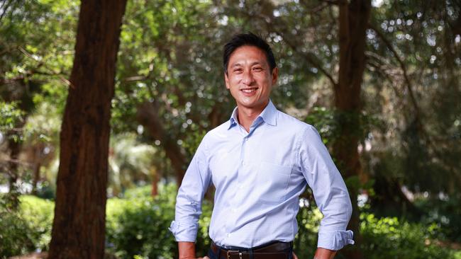 Labor candidate for Strathfield Jason Yat-Sen Li, in Burwood. Picture: Justin Lloyd.