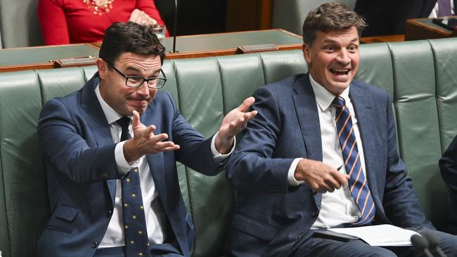 Leader of the National Party David Littleproud and Shadow Treasurer Angus Taylor. Picture: NCA NewsWire / Martin Ollman