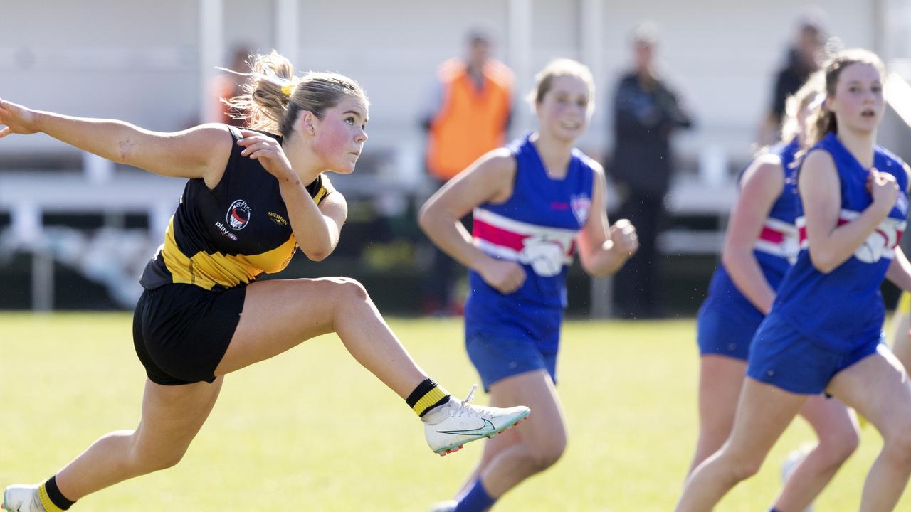 STJFL U14 A1, Kingborough Kennedy Williams during the game against Claremont at North Hobart. Picture: Chris Kidd