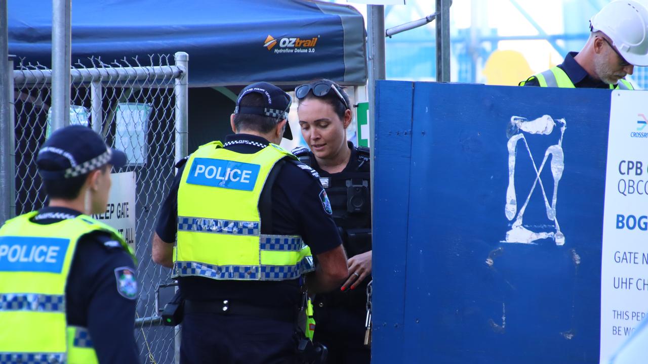 Police at the scene on Tuesday. Picture: David Clark