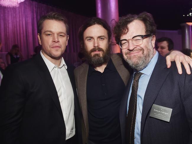 Damon with Casey Affleck and Manchester By the Sea writer-director Kenneth Lonergan at the Academy Awards Nominees Luncheon on February 6. Picture: Danny Moloshok / Invision / AP