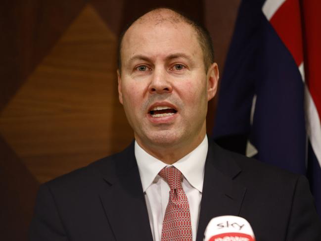 MELBOURNE, AUSTRALIA - NewsWire Photos JUNE 11, 2021:  The Treasurer, Josh Frydenberg, speaks to the media during a press conference in Melbourne, Victoria. Picture: NCA NewsWire / Daniel Pockett