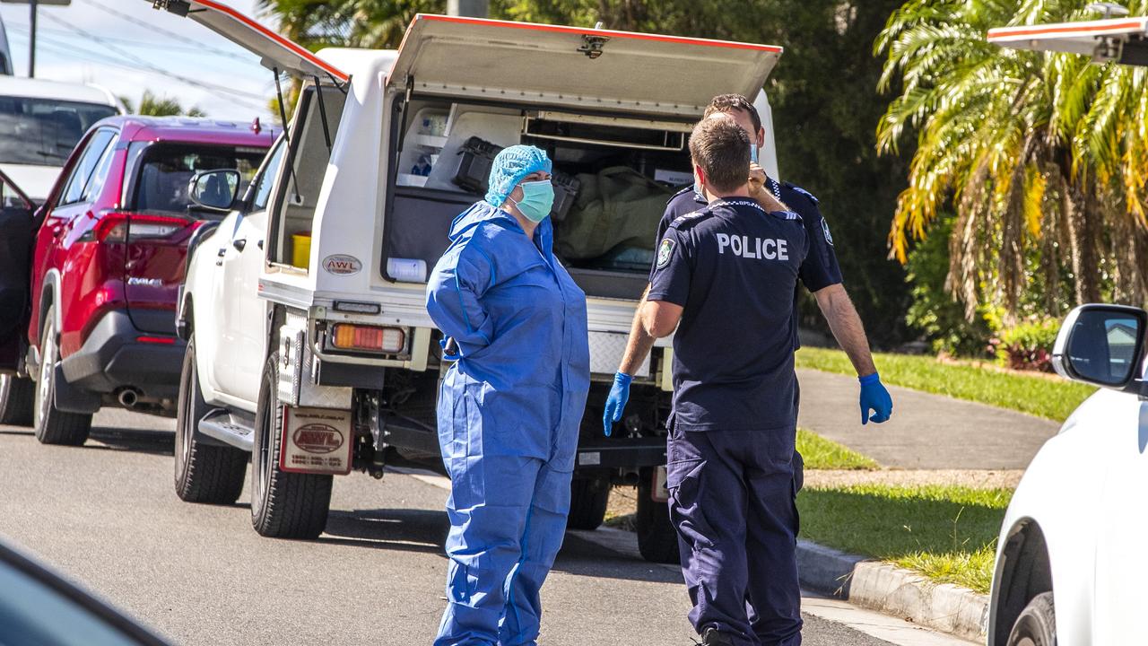 Police on the scene in Hannant St after the fire. Picture: Richard Walker