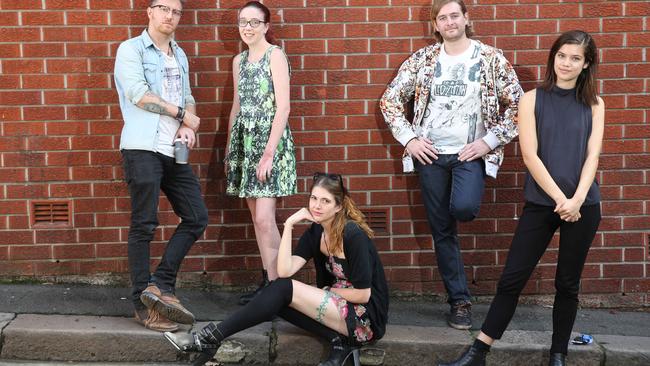 We’re not lazy!... Jarred Keane, 31,  Brooke Gibbs, 18, Deanna Coco, 26, Asher Robinson, 32, and Leya Reid. Picture: Bob Barker.