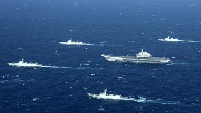 A Chinese navy formation in the South China Sea in 2017. Picture: AFP