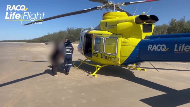 A woman was airlifted to hospital with suspected spinal injuries following a crash on a beach in Bundaberg.