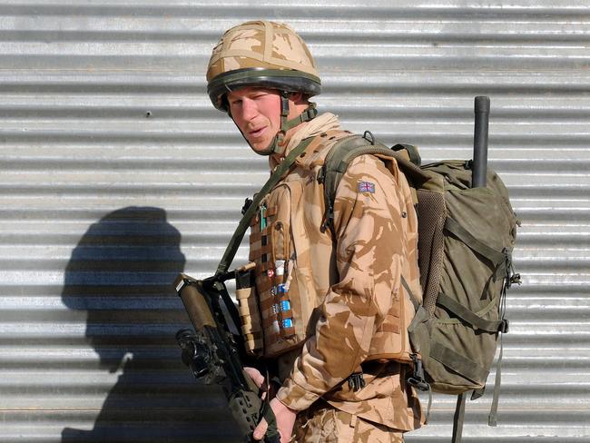 Prince Harry on patrol through the deserted town of Garmisir in Southern Afghanistan. Picture: AFP