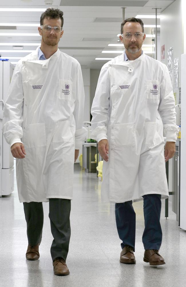 Dr Keith Chappell and Dr Trent Munro in the lab. Picture: Steve Pohlner